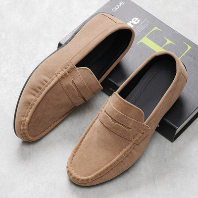 Men’s Suede Loafers – Slip-On Moc Toe – Split Strap – Casual Comfort Fit