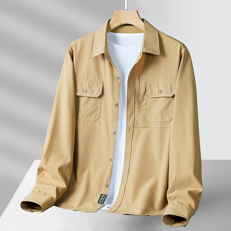 Men’s Long Sleeve Shirt – Relaxed Fit – Button-Up – Utility Pockets – Lightweight Breathable
