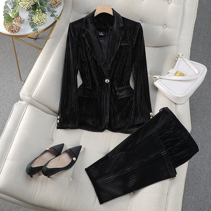 Women’s Blazer Suit Set – Tailored Fit – Textured Formal Design