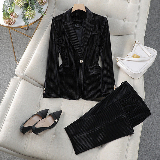 Women’s Blazer Suit Set – Tailored Fit – Textured Formal Design