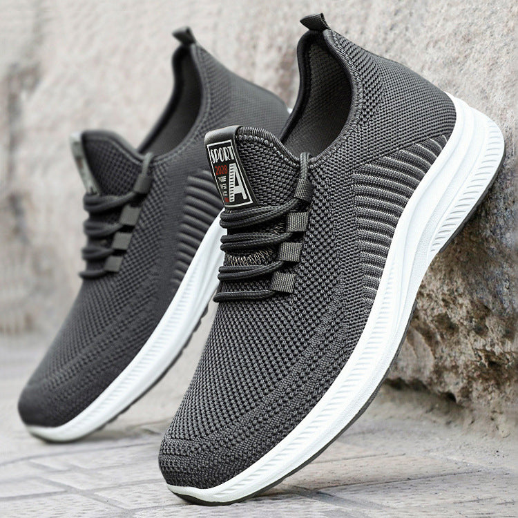 Men’s Athletic Sneakers – Knit Mesh – Low Top – Breathable – Lace-Up – Lightweight