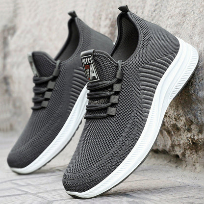 Men’s Athletic Sneakers – Knit Mesh – Low Top – Breathable – Lace-Up – Lightweight