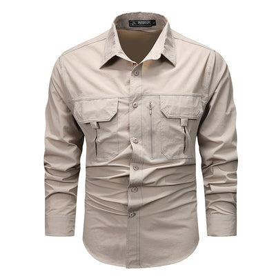 Men’s Outdoor Shirt - Long Sleeve Button Down - Multi Pocket Design