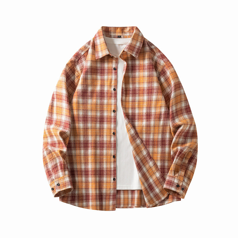 Men’s Plaid Shirt - Classic Button-Up - Long Sleeve - Spread Collar Casual Wear