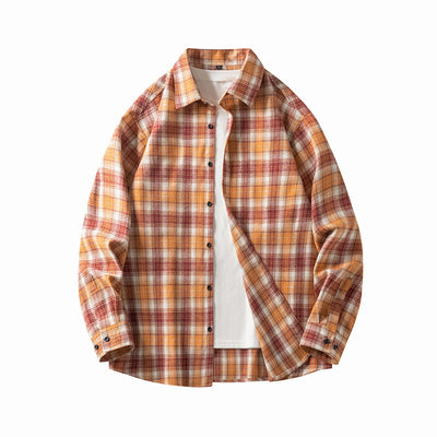 Men’s Plaid Shirt - Classic Button-Up - Long Sleeve - Spread Collar Casual Wear