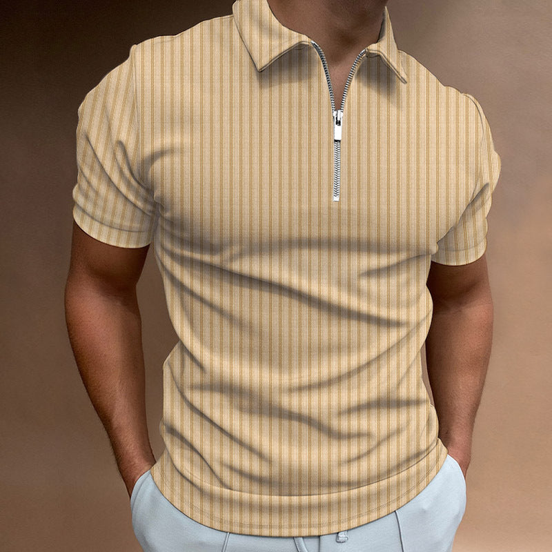 Men’s Polo Shirt – Slim Fit – Cotton Knit – Short Sleeve – Zipper Neckline