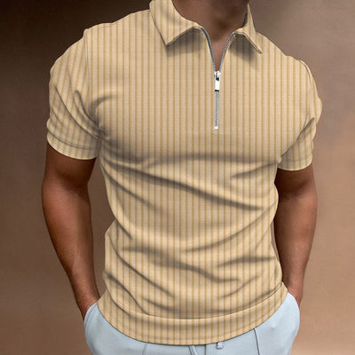 Men’s Polo Shirt – Slim Fit – Cotton Knit – Short Sleeve – Zipper Neckline