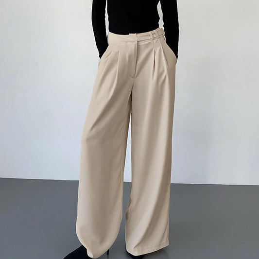 Women’s Wide-Leg Trousers – High Waist – Front Pleat – Full Length – Relaxed Fit