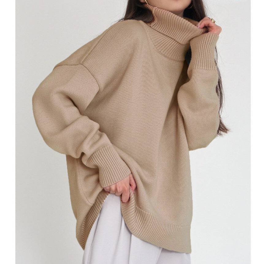 Women's oversized turtleneck basic knit sweater