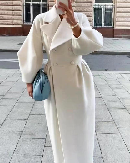 Women's stylish lantern sleeve long coat with collar