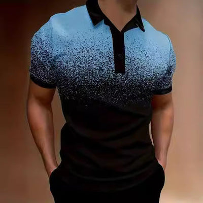 Men’s Polo Shirt – Slim Fit – Gradient Print – Soft Breathable Blend – Casual Style