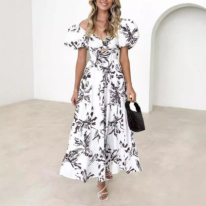 Women’s Maxi Dress – Lightweight Cotton – Puff Sleeve – Ruched Bust – Flowy Fit