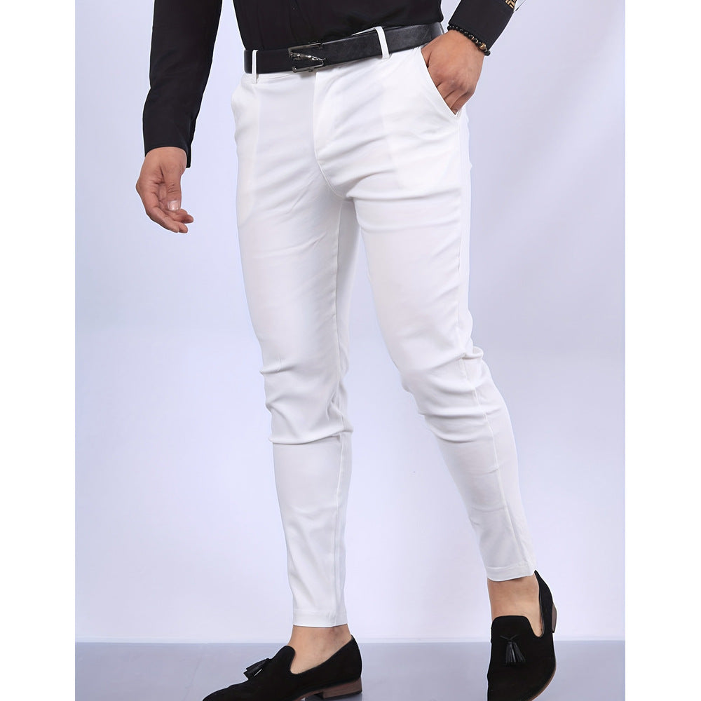 Men’s Dress Pants – Slim Fit – Woven Fabric – Faux Pocket – Full Length Formal Wear