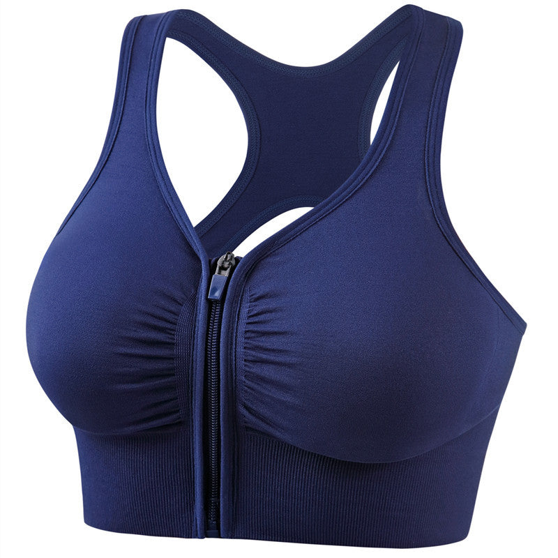 Women’s Sports Bra – Supportive Fit – Front Zip – Wide Straps – Breathable Blend