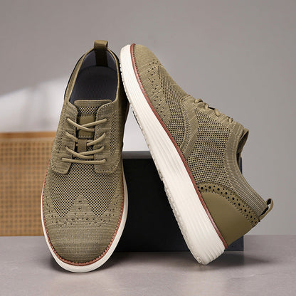 Men’s Dress Shoes – Knit Upper – Lace-Up – Cushioned Sole – Breathable Fit