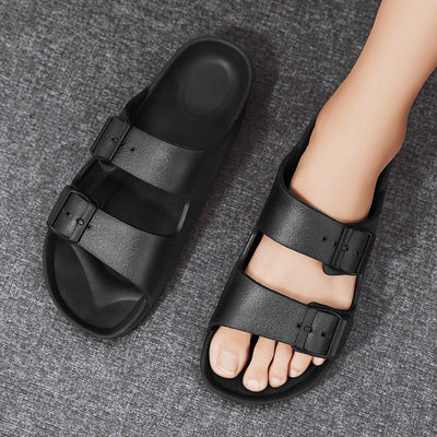 Men’s Sandals – Synthetic Leather – Open Toe – Adjustable Buckle Straps – Thick Sole