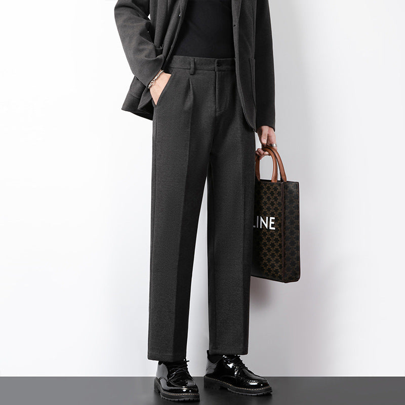 Men's Tailored Trousers – Wool Blend – Slim Fit – Full Length Formal Wear