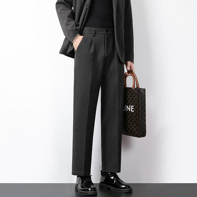 Men's Tailored Trousers – Wool Blend – Slim Fit – Full Length Formal Wear