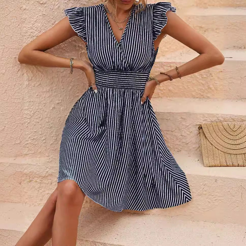 Striped Midi Dress for Women – Elegant and Flattering Design
