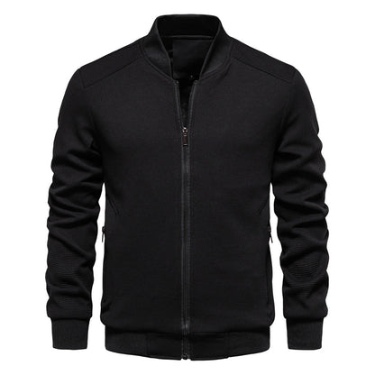 Men’s Bomber Jacket – Slim Fit – Textured Knit – Zipper Closure – Ribbed Trim