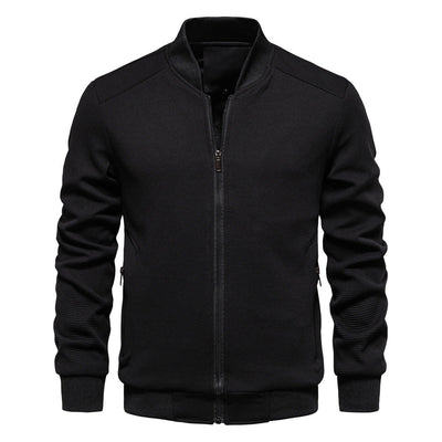 Men’s Bomber Jacket – Slim Fit – Textured Knit – Zipper Closure – Ribbed Trim
