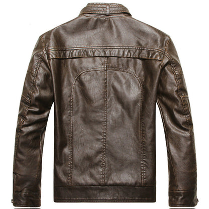 Men’s Biker Jacket – Slim Fit PU Leather – Zipper Front – Stand Collar – Lined Design