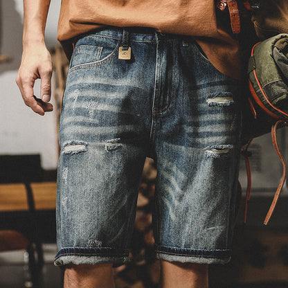 Men’s Jeans – Relaxed Fit – Straight Leg – Distressed Stone-Washed Denim – Casual Wear
