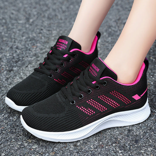 Women’s Sneakers – Flyknit Mesh – Lightweight Breathable – Cushioned Sole – Lace-Up