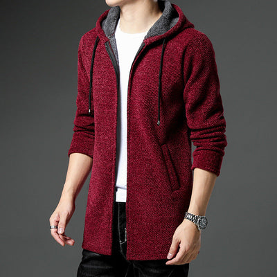 Men’s Windbreaker Sweater – Relaxed Fit – Hooded – Zipper Front – Warm Lining