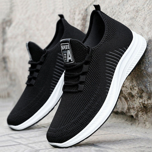 Men’s Athletic Sneakers – Knit Mesh – Low Top – Breathable – Lace-Up – Lightweight