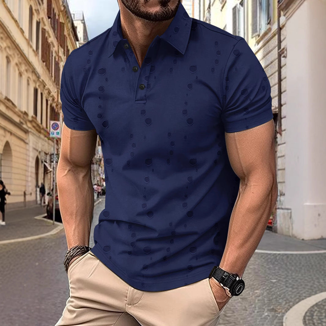 Men’s Polo Shirt – Slim Fit – Cotton Blend – Distressed Design – Casual Wear