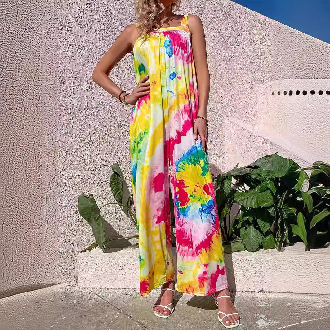 Women’s Jumpsuit – Loose Fit – Wide Leg – Lightweight Cotton – Boho Casual Style