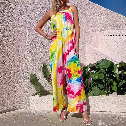 Women’s Jumpsuit – Loose Fit – Wide Leg – Lightweight Cotton – Boho Casual Style