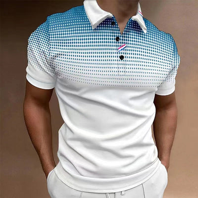 Men’s Polo Shirt – Slim Fit – Cotton Blend – Short Sleeve – Gradient Polka Dot Print