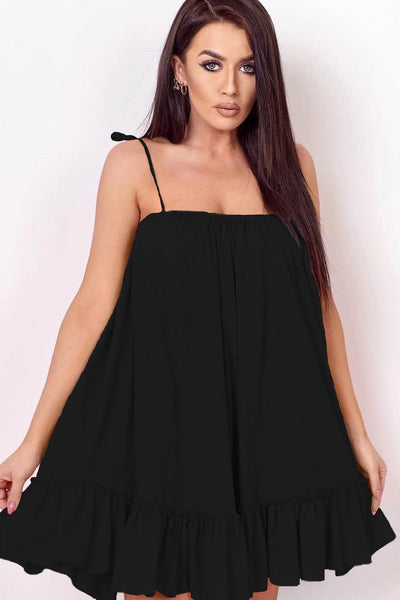 Women’s Sundress – Lightweight – Loose Fit – Spaghetti Straps – Ruffled Hem
