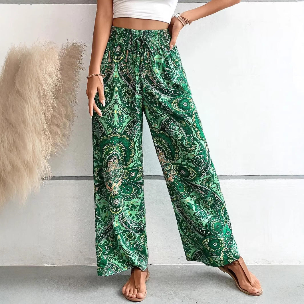 Women’s Wide-Leg Pants – Breathable Blend – Relaxed Fit – Elastic Waist – Full Length
