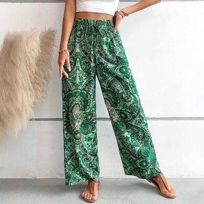 Women’s Wide-Leg Pants – Breathable Blend – Relaxed Fit – Elastic Waist – Full Length
