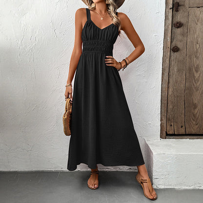 Women’s A-Line Dress – Sleeveless – Elastic Waist – Midi Length - Flowy Design