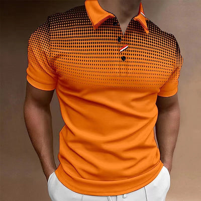 Men’s Polo Shirt – Slim Fit – Cotton Blend – Short Sleeve – Gradient Polka Dot Print