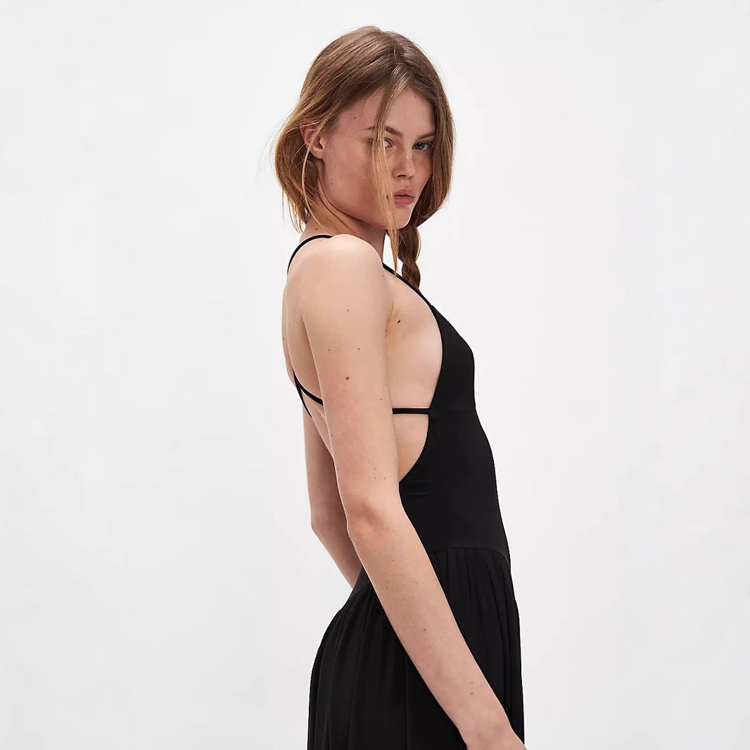 Women’s Jumpsuit – Lightweight Wide Leg – Backless Spaghetti Strap – Relaxed Fit