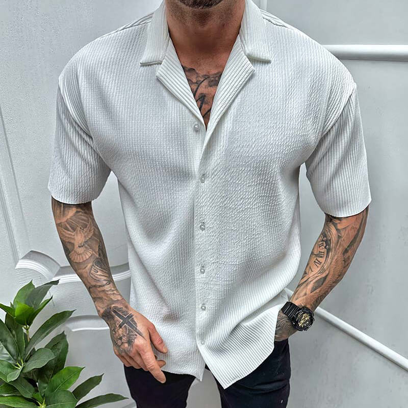 Men’s Short Sleeve Shirt – Regular Fit – Breathable Blend – Button Down Casual Style