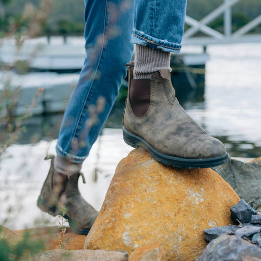 Men's Chelsea Boots – Leather – Ankle Length – Elastic Panels – Rugged Sole
