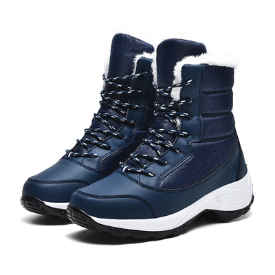 Women’s Lace-Up Boots – Mid-Calf Quilted Fur Lined – Supportive Weather Resistant