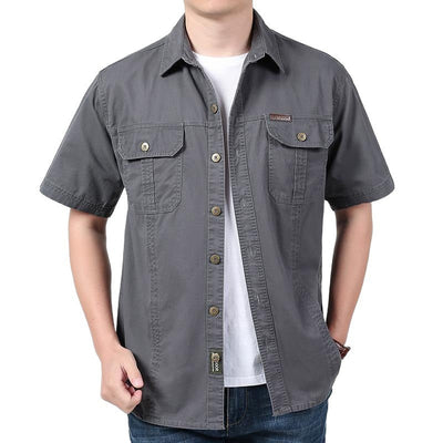 Men’s Work Shirt – Cotton Blend – Relaxed Fit – Short Sleeve – Button-Up with Pockets