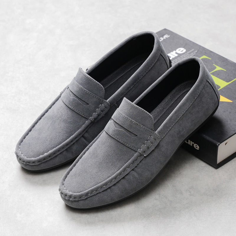 Men’s Suede Loafers – Slip-On Moc Toe – Split Strap – Casual Comfort Fit