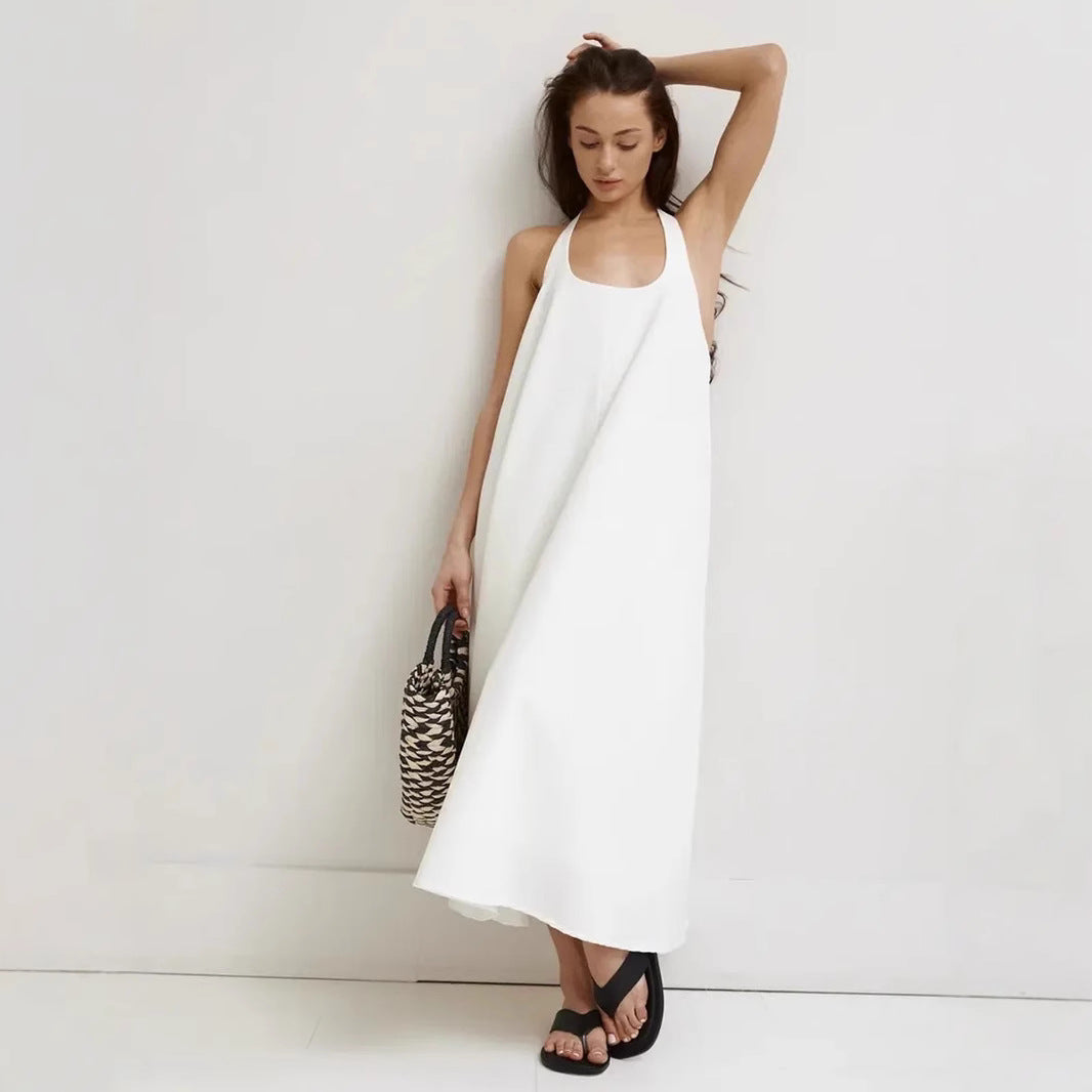 Women’s Midi Dress – Halter Neck – A-Line Fit – Sleeveless – Lightweight Fabric