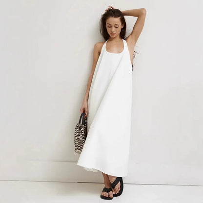 Women’s Midi Dress – Halter Neck – A-Line Fit – Sleeveless – Lightweight Fabric