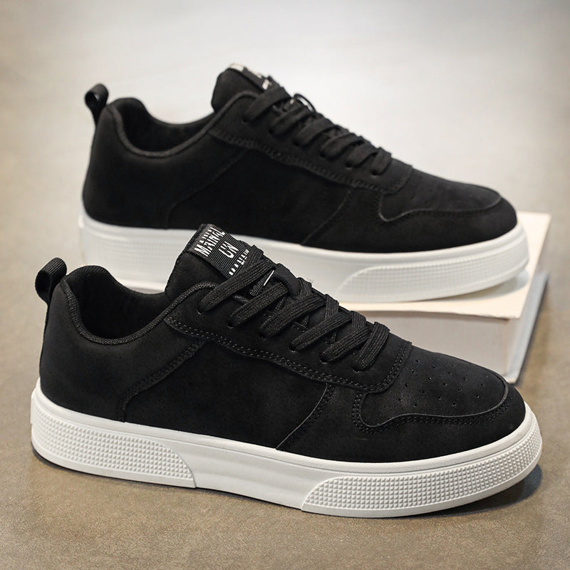 Men’s Low-Top Sneakers – Suede Upper – Perforated – Rubber Sole – Lace-Up Fit