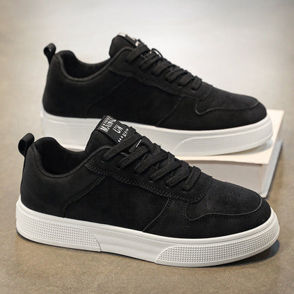 Men’s Low-Top Sneakers – Suede Upper – Perforated – Rubber Sole – Lace-Up Fit