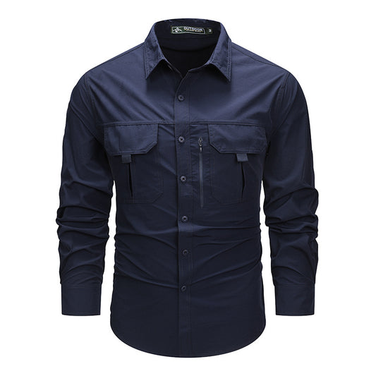 Men’s Outdoor Shirt - Long Sleeve Button Down - Multi Pocket Design